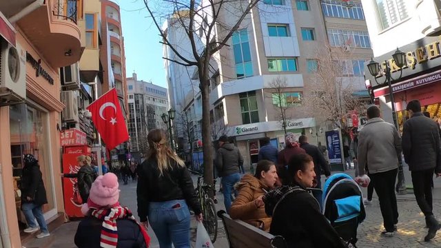 01 March 2020. Eskisehir, Turkey. Time Warp Footage From Eskisehir Turkey Roaming On A Sunny Sunday In The City Center. 