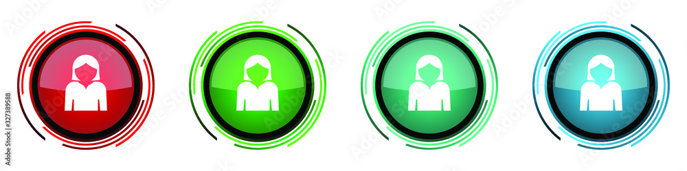 Fototapete profile avatar round glossy vector icons, set of buttons for webdesign, internet and mobile phone ap