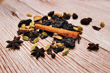the process of making mulled wine at home in the kitchen. example of how a hot drink is prepared