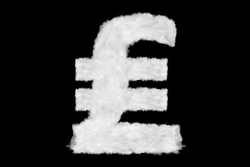 Italian Lira currency sign element made of clouds on black background ready for mask or blending...