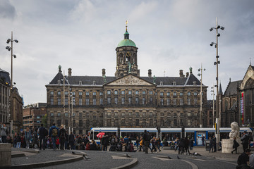 Fototapeta na wymiar old town square of amsterdam