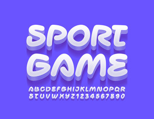 Vector creative banner Sport Game. Trendy 3D Font. Handwritten Alphabet Letters and Numbers