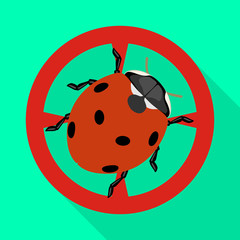 Lady bug vector icon.Flat vector icon isolated on white background lady bug.