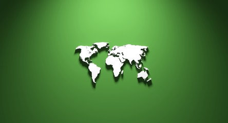 planisphère sur fond vert - rendu 3D