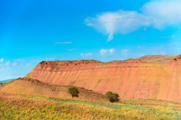 Steppe landscape David Gareja monastery complex. a famous historic site in Kakheti, Georgia.