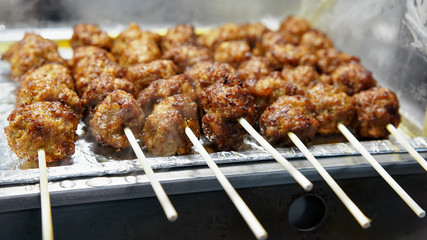 Meat balls at Myeongdong open street market in Seoul