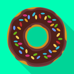 Chocolate doughnut vector icon.Flat vector icon isolated on white background chocolate doughnut.