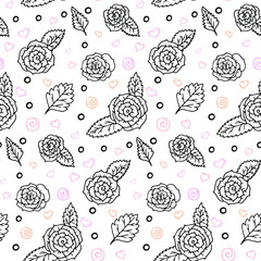 Cute roses vector pattern heart 