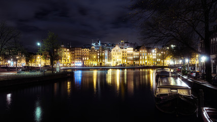 Fototapeta na wymiar Amsterdam Night lights in canals