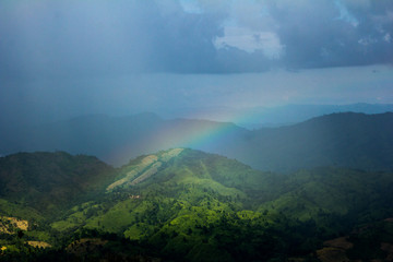 Hill View Of Rangamati With Rainbow