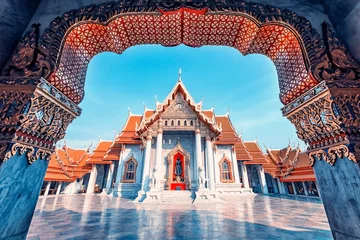 Papier Peint photo Bangkok Temple de marbre à Bangkok