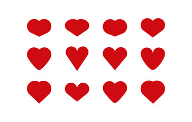 Set of hearts icons. Red hearts. Valentine's Day. Symbol of romance and love. Vector illustration