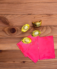 chinese, decroration in lunar new year , ang pow , text on decroration is mean luck and rich