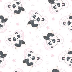 Naklejka premium Cartoon Seamless Panda Pattern