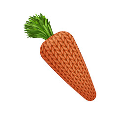 Illustration of a knitted carrot toy. On white background