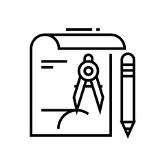 Sketching plan line icon, concept sign, outline vector illustration, linear symbol.