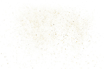 Gold Glitter Texture Isolated on White. Amber Particles Color. Celebratory Background. Golden Explosion of Confetti. Design Element. Digitally Generated Image. Vector Illustration, EPS 10.