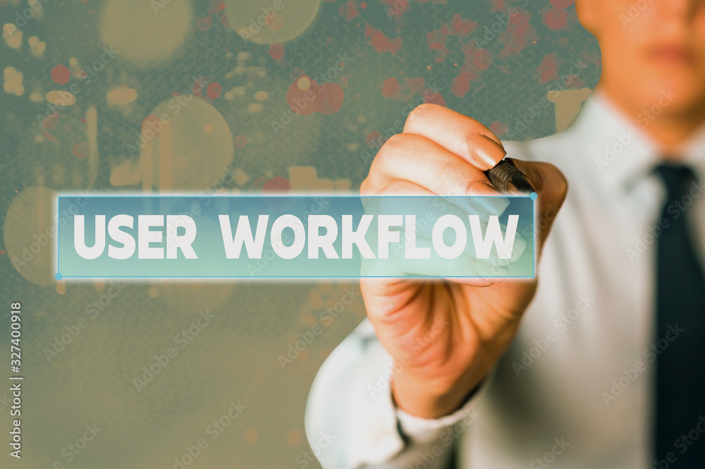 Poster word writing text user workflow. business photo showcasing orchestrated and repeatable pattern of bu