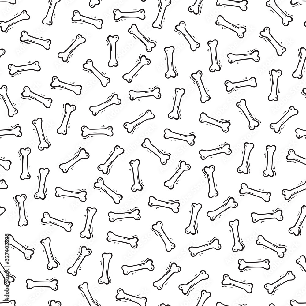 Wall mural bones seamless pattern. dogs food background. hand drawn doodle dog bone