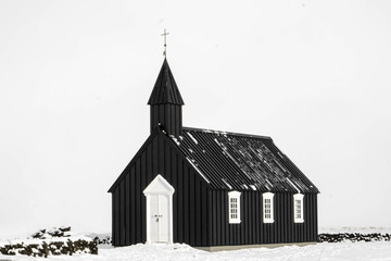 Black church in Snaefellsnes peninsula Iceland