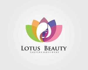 lotus flower Beauty woman salon and hair treatment logo