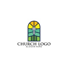 Church Logo template, Christian symbols. The Cross of Jesus, vector Illustration