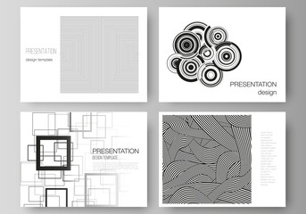 The minimalistic abstract vector illustration layout of the presentation slides design business templates. Trendy geometric abstract background in minimalistic flat style with dynamic composition.
