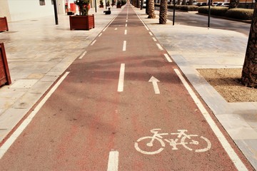 Bike path sign at Cartagena city,Murcia,Spain 