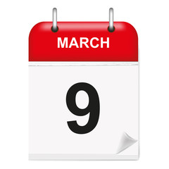 March 9, Calendar Icon