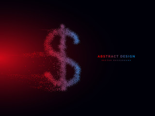 USD money icon. Shape from dots, particle style design. Illustration vector