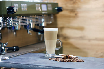 Espresso machine making coffee in pub, bar, restaurant