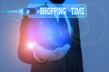 Handwriting text Shopping Time. Conceptual photo A period of time in which someone buys a lot of...