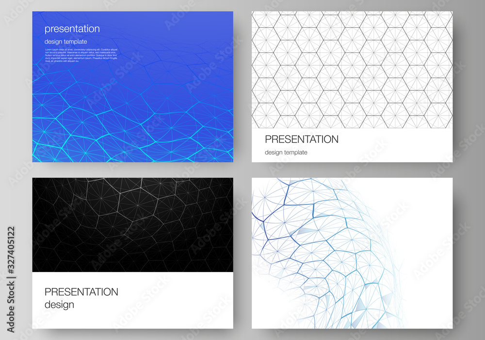 Poster vector layout of the presentation slides design business templates. digital technology and big data 