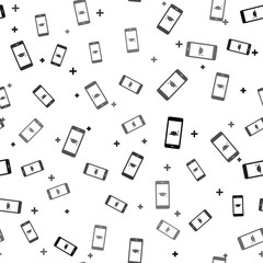Black Graduation cap and smartphone icon. Online learning or e-learning concept icon isolated seamless pattern on white background. Vector Illustration