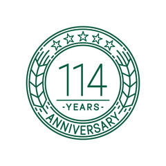 114years anniversary celebration logo template. Line art vector and illustration.