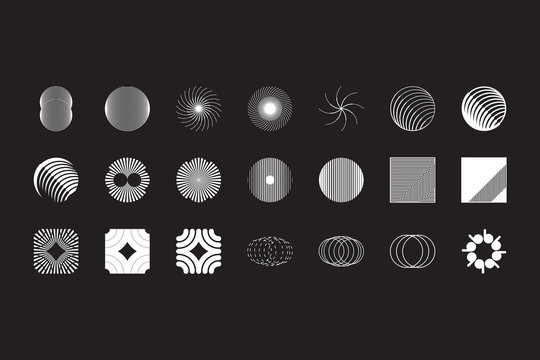 Universal Geometric Shapes Set. Design Forms on Black Background