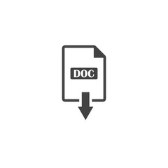 DOC icon. Downloads doc document. Vector icon on white isolated background.