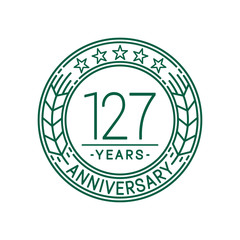 127 years anniversary celebration logo template. Line art vector and illustration.