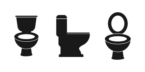 Toilet bowl icon, isolated on white vector Illustration