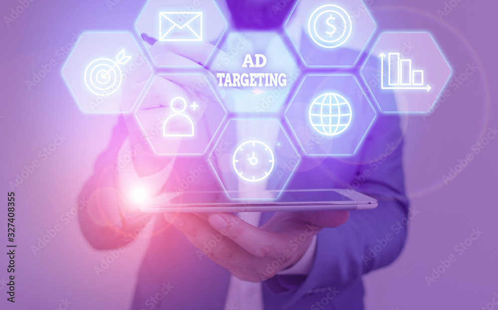 Poster text sign showing ad targeting. business photo text target the most receptive audiences with certain