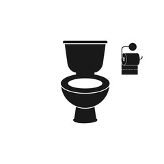 Toilet bowl icon, isolated on white vector Illustration