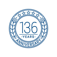 136 years anniversary celebration logo template. Line art vector and illustration.