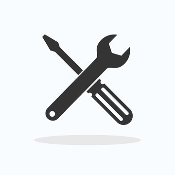 wrench and screwdriver. repair and service icon, vector Illustration.