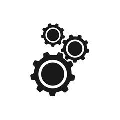 gear icon vector,Cogwheel group black icon, flat design isolated on white background