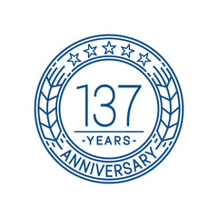 137 years anniversary celebration logo template. Line art vector and illustration.