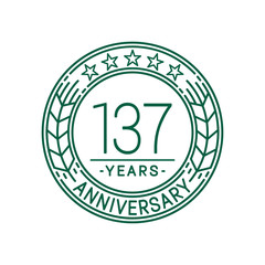 137 years anniversary celebration logo template. Line art vector and illustration.