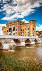 Fototapeta na wymiar City Hall in the old town of Sarajevo