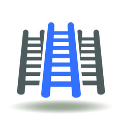 Ladder business success logo. Stairs career icon vector. Challenge achievement successful leadership mission sign.