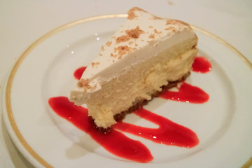 Close up shot of a plate of delicious Tres leches cake