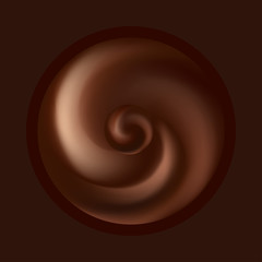 Chocolate swirl, wave flow. Abstract vector background.
